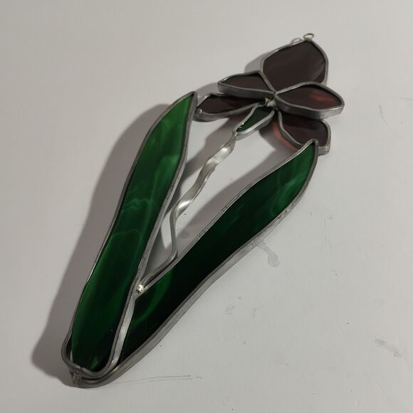 Handmade Stained Glass Iris Flower - Picture 3 of 10
